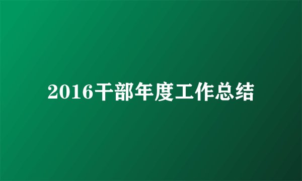2016干部年度工作总结