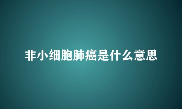 非小细胞肺癌是什么意思