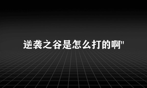 逆袭之谷是怎么打的啊