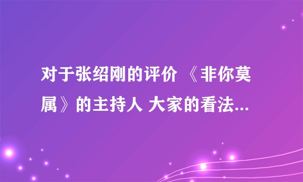 对于张绍刚的评价 《非你莫属》的主持人 大家的看法是怎样的呢