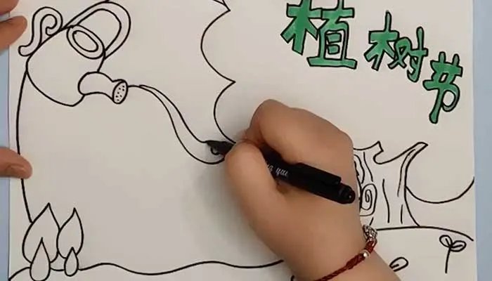 2021画一幅植树节的画简单 植树节画画作品图片