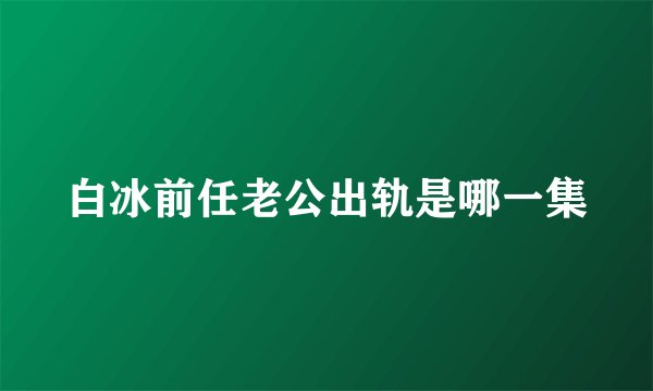 白冰前任老公出轨是哪一集