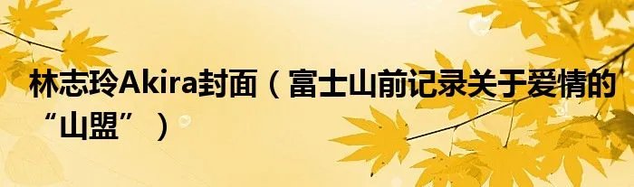 林志玲Akira封面（富士山前记录关于爱情的“山盟”）