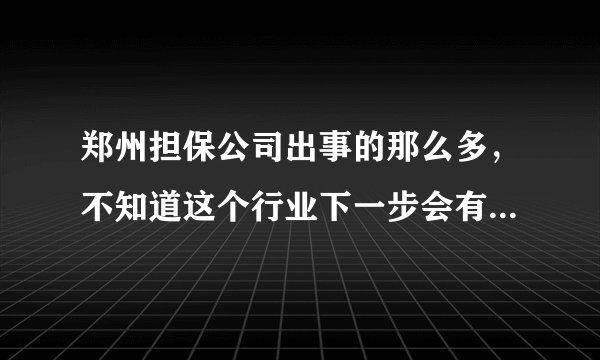 郑州担保公司出事的那么多，不知道这个行业下一步会有什么样的发展趋...