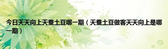 今日天天向上天蚕土豆哪一期（天蚕土豆做客天天向上是哪一期）