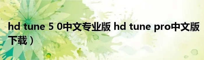 hd tune 5 0中文专业版 hd tune pro中文版下载）