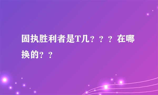 固执胜利者是T几？？？在哪换的？？