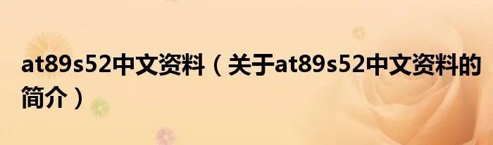 at89s52中文资料（关于at89s52中文资料的简介）