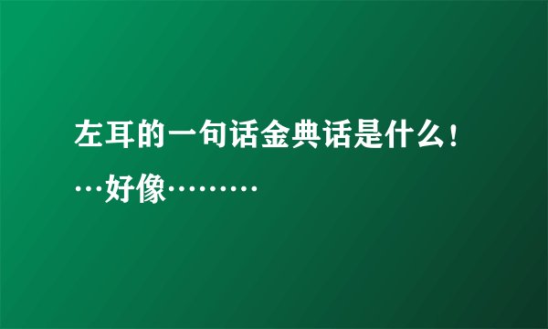 左耳的一句话金典话是什么！…好像………