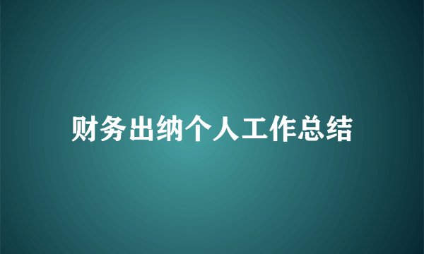 财务出纳个人工作总结