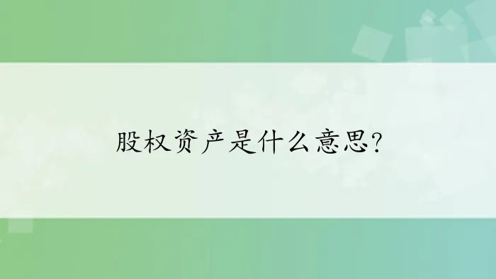 股权资产是什么意思？