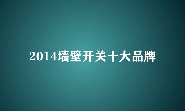 2014墙壁开关十大品牌