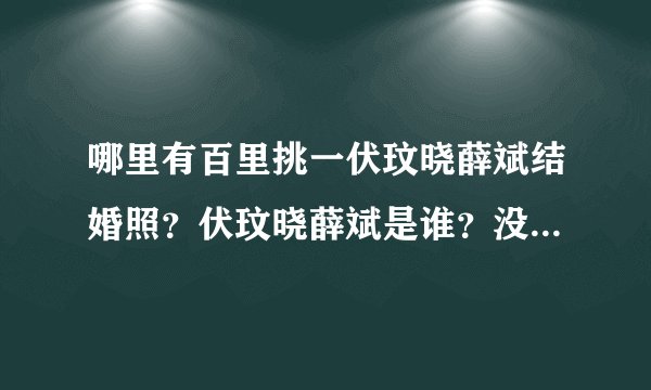 哪里有百里挑一伏玟晓薛斌结婚照？伏玟晓薛斌是谁？没看过这节目谁能介绍下吗？