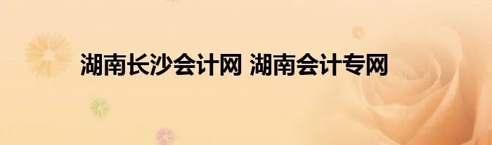 湖南长沙会计网 湖南会计专网
