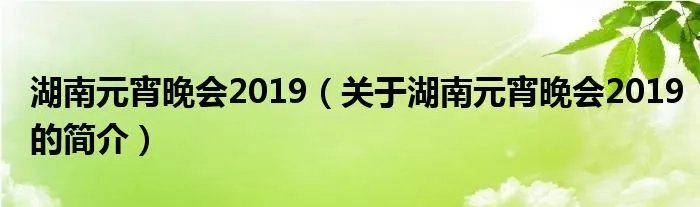 湖南元宵晚会2019（关于湖南元宵晚会2019的简介）
