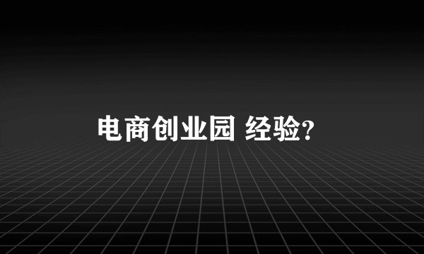 电商创业园 经验？