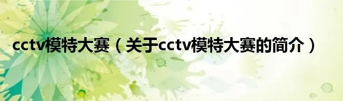 cctv模特大赛（关于cctv模特大赛的简介）