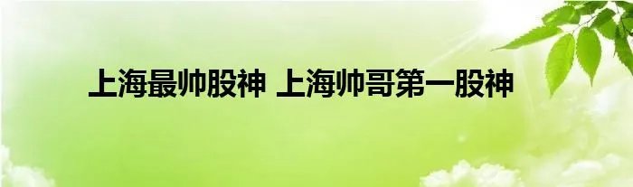 上海最帅股神 上海帅哥第一股神