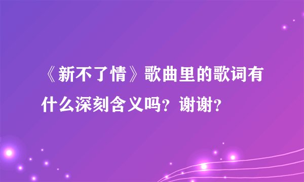 《新不了情》歌曲里的歌词有什么深刻含义吗？谢谢？