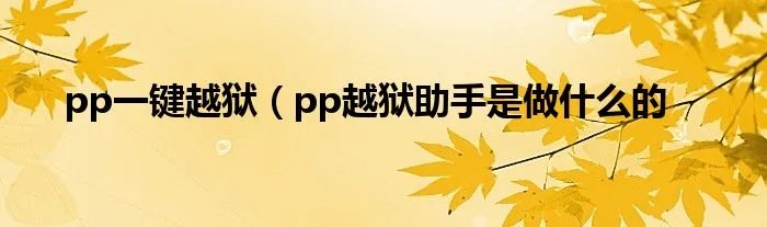 pp一键越狱（pp越狱助手是做什么的
