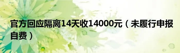 官方回应隔离14天收14000元（未履行申报自费）
