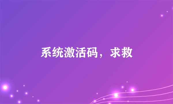 系统激活码，求救
