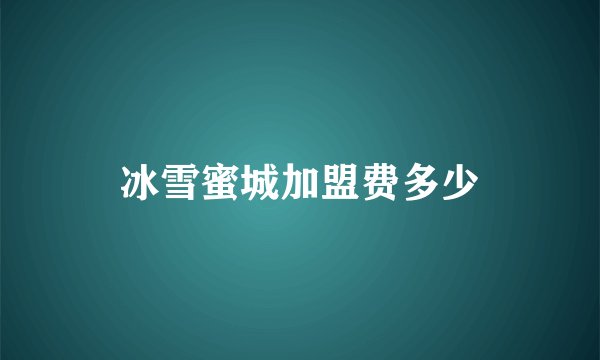 冰雪蜜城加盟费多少
