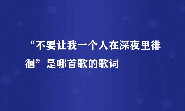 “不要让我一个人在深夜里徘徊”是哪首歌的歌词