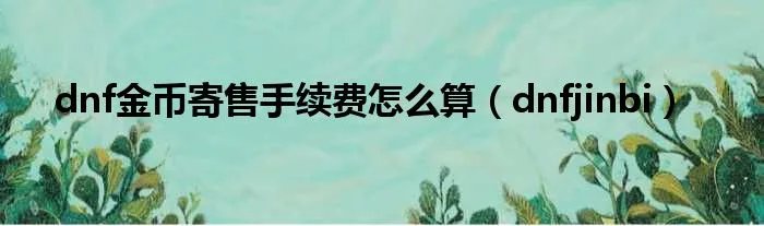 dnf金币寄售手续费怎么算（dnfjinbi）
