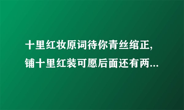十里红妆原词待你青丝绾正,铺十里红装可愿后面还有两句不知道是什么求解