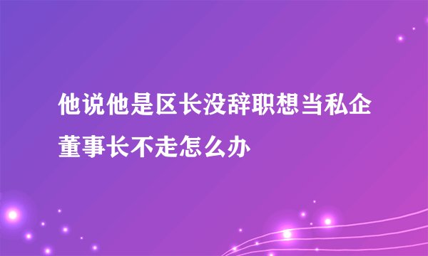 他说他是区长没辞职想当私企董事长不走怎么办