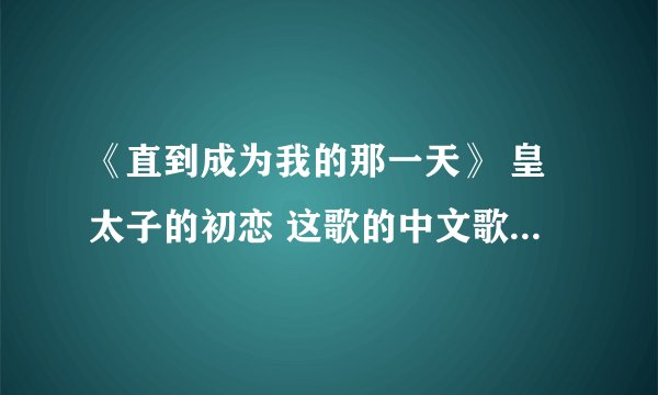 《直到成为我的那一天》 皇太子的初恋 这歌的中文歌词是什么？？