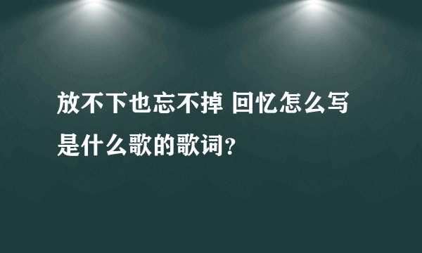放不下也忘不掉 回忆怎么写 是什么歌的歌词？