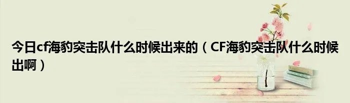 今日cf海豹突击队什么时候出来的（CF海豹突击队什么时候出啊）
