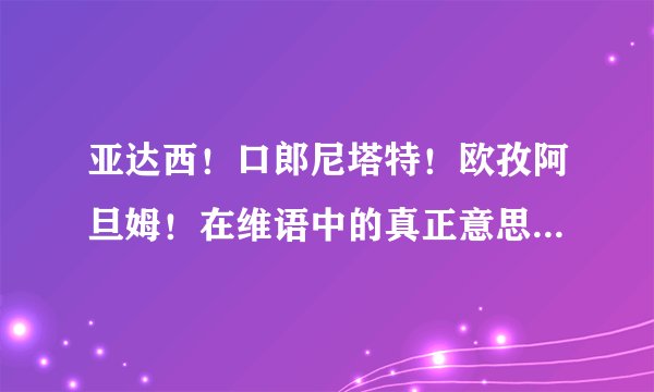 亚达西！口郎尼塔特！欧孜阿旦姆！在维语中的真正意思是什么？