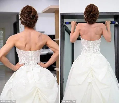 新娘婚礼引体向上 世界上最强壮新娘