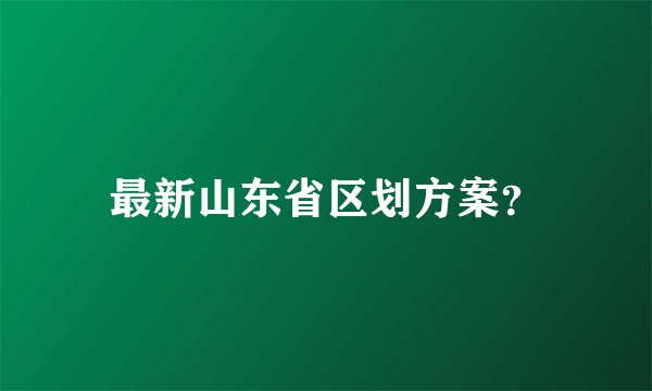 最新山东省区划方案？