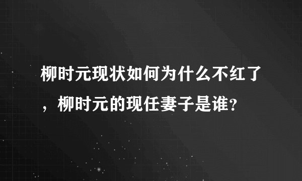 柳时元现状如何为什么不红了，柳时元的现任妻子是谁？