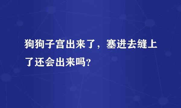 狗狗子宫出来了，塞进去缝上了还会出来吗？