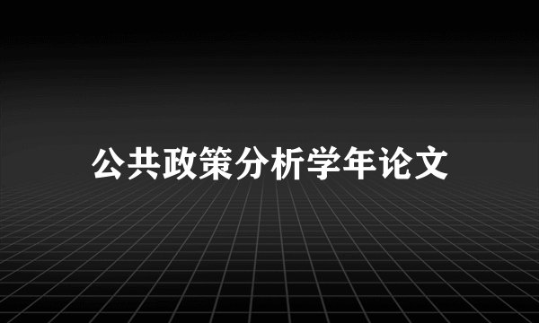 公共政策分析学年论文
