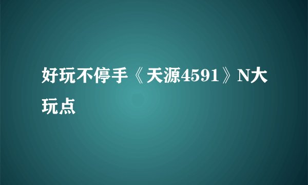 好玩不停手《天源4591》N大玩点