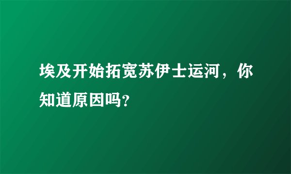 埃及开始拓宽苏伊士运河，你知道原因吗？