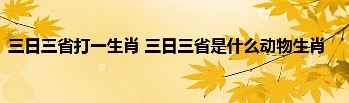 三日三省打一生肖 三日三省是什么动物生肖