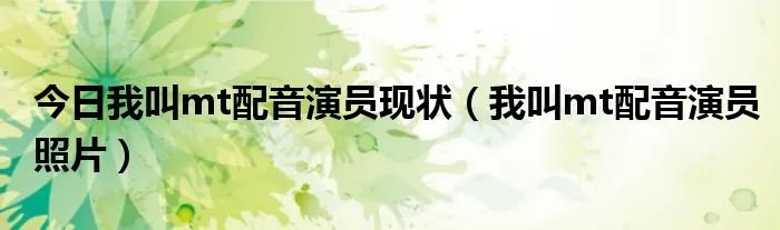 今日我叫mt配音演员现状（我叫mt配音演员照片）