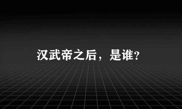汉武帝之后，是谁？