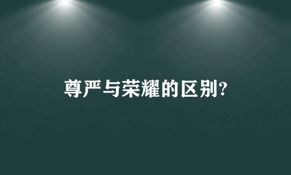 尊严与荣耀的区别?