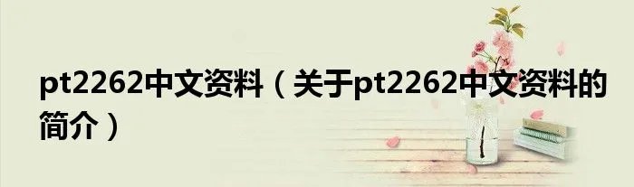pt2262中文资料（关于pt2262中文资料的简介）