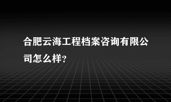 合肥云海工程档案咨询有限公司怎么样？