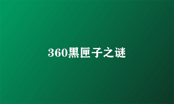 360黑匣子之谜